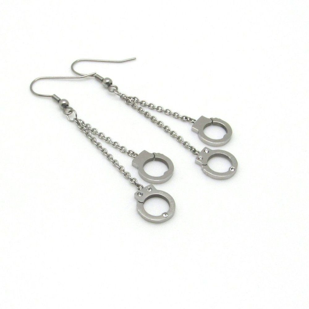 NEW Stainless Steel  Handcuffs Earrings